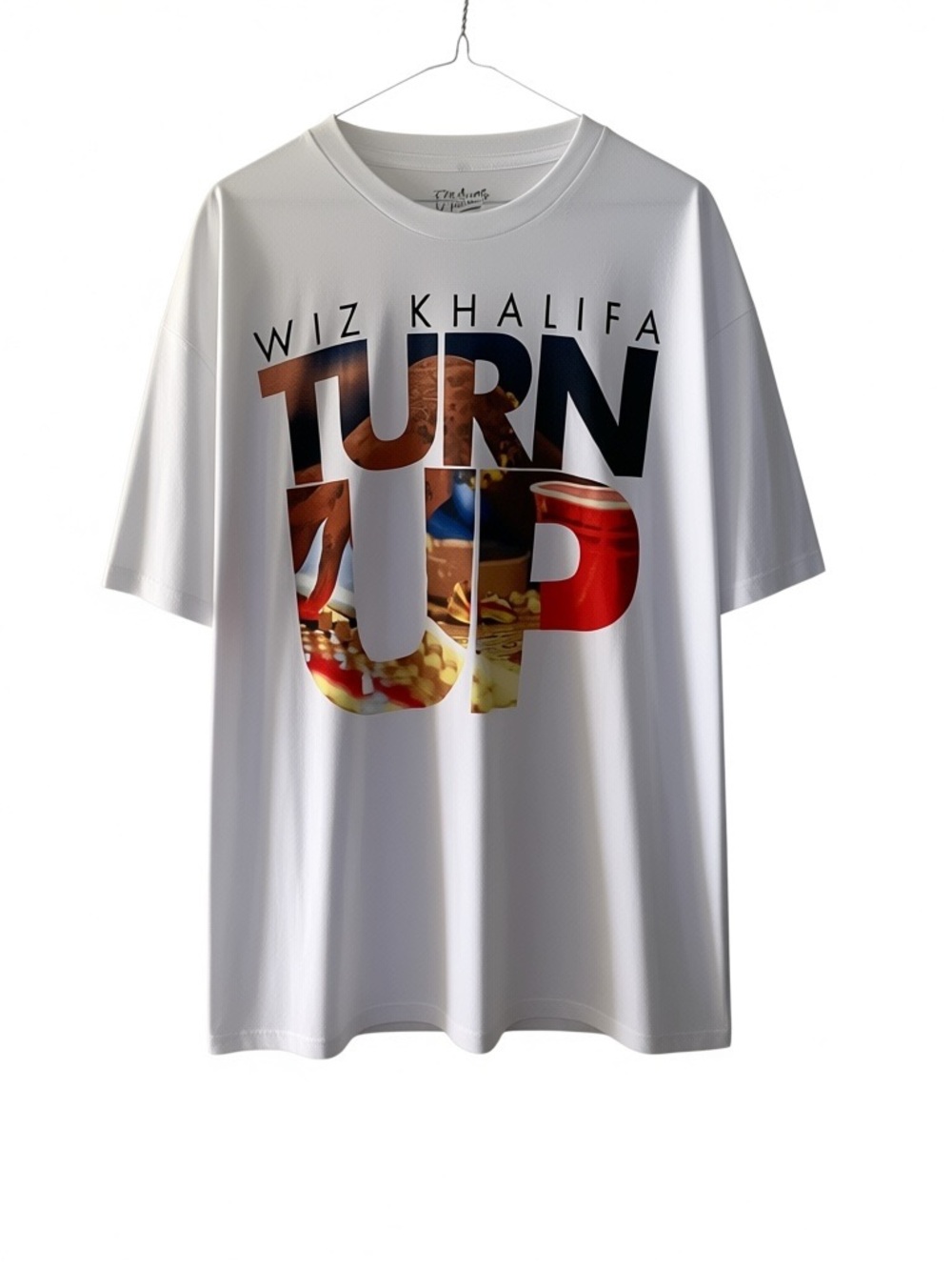 Wiz Khalifa Turn Up Graphic T Shirt Men’s Size XL White Crewneck